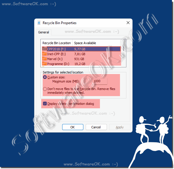 The Recycle-Bin Settings on all MS Windows OS!