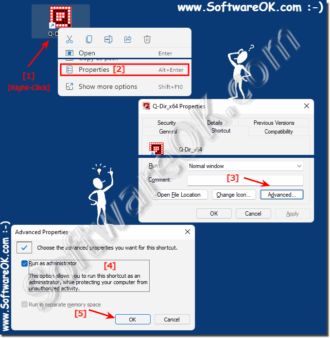 Windows program always starts as administrator?