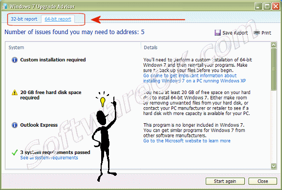 The 32-Bit and 64-Bit Windows 7 Upgrade Advisor Report!