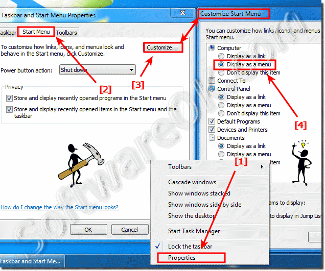 Display my Computer as an menu in Windows-7 Start-Menu