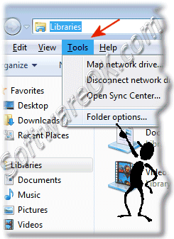  Folder Options menu Windows 7