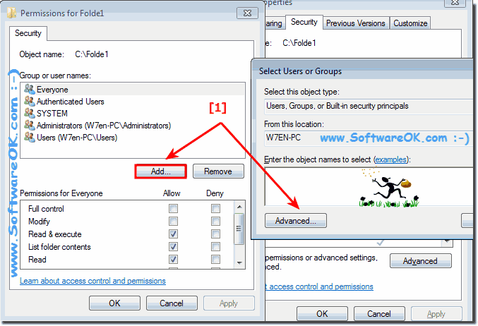 Folder permissions for User on Windows-7!