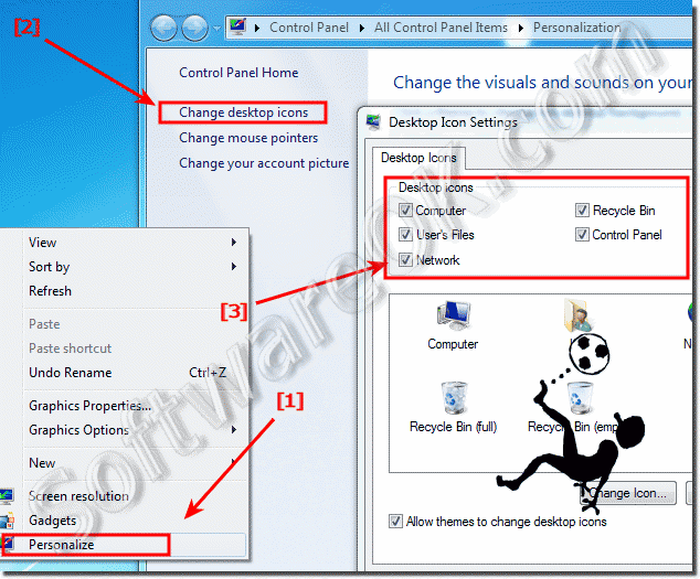 How to see Computer and Computer on Windows 7 desktop?