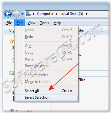 Invert selection in Windows-7 Explorer