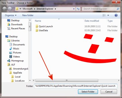 Quick Launch Toolbar Path in Windows 7