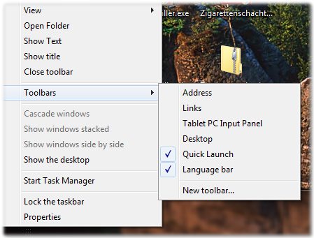 Quick Launch Toolbar Windows 7