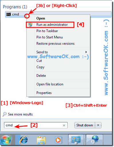 Start the  cmd.exe in administrator mode on Windows 7