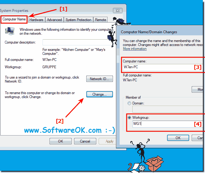 windows-7 computer name and workgroup settings