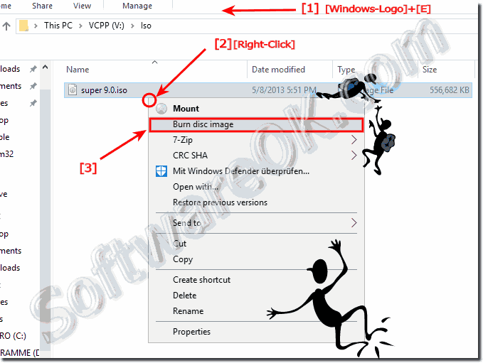 Burn a CD, Blue Ray or DVD from an ISO file on Windows-10!