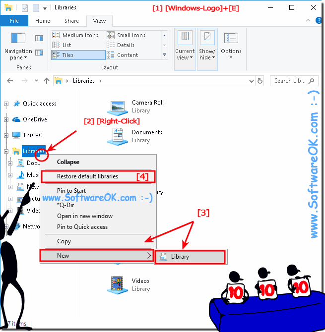 Create new libraries File-Explorer W10!