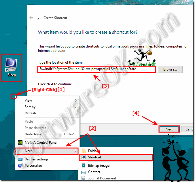 Desktop-Shortcut Sleep-Mode Suspend-State in windows 10!