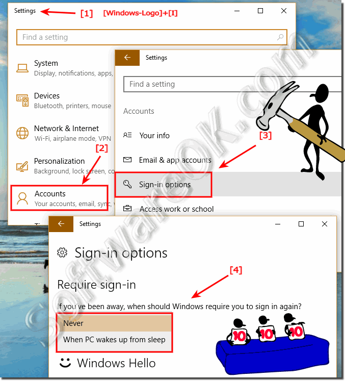 Disable Password when resume from Sleep in Windows 10!