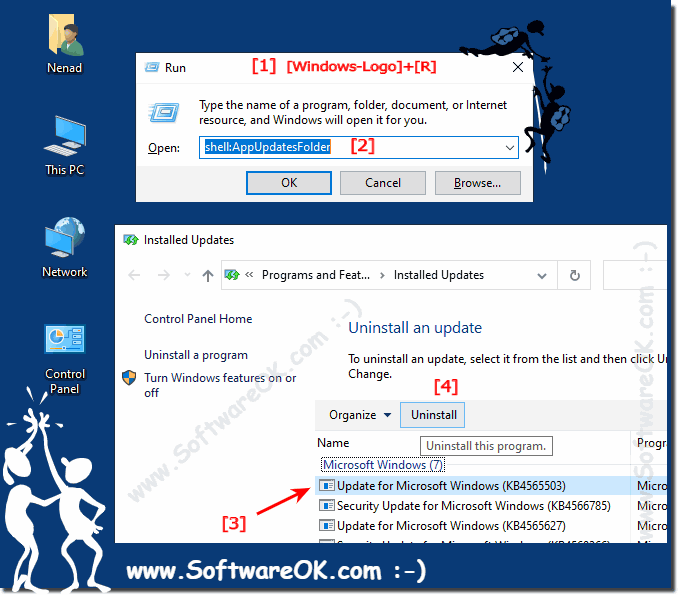 Easy Remove one or more updates from Windows 10!