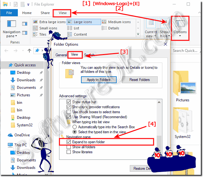 Expand the folders in Windows 10 MS-Explorer!