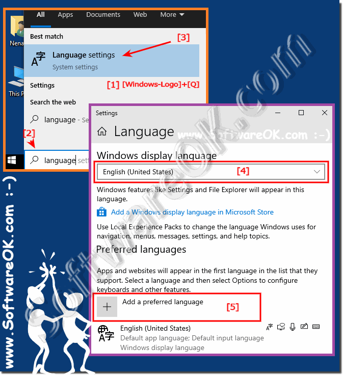 How can I change / install / add the language(s) in Windows 10?
