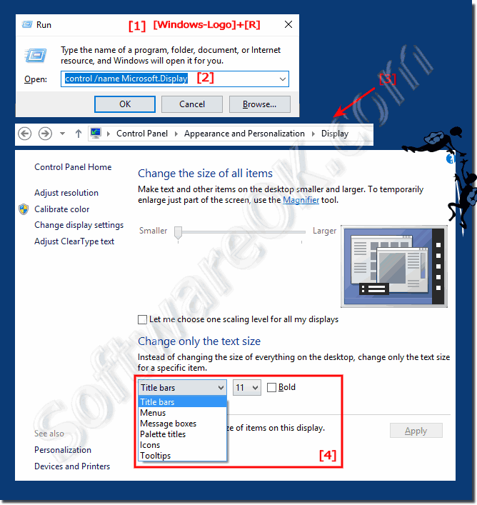 How to Customize font for program Elements on Windows 10?