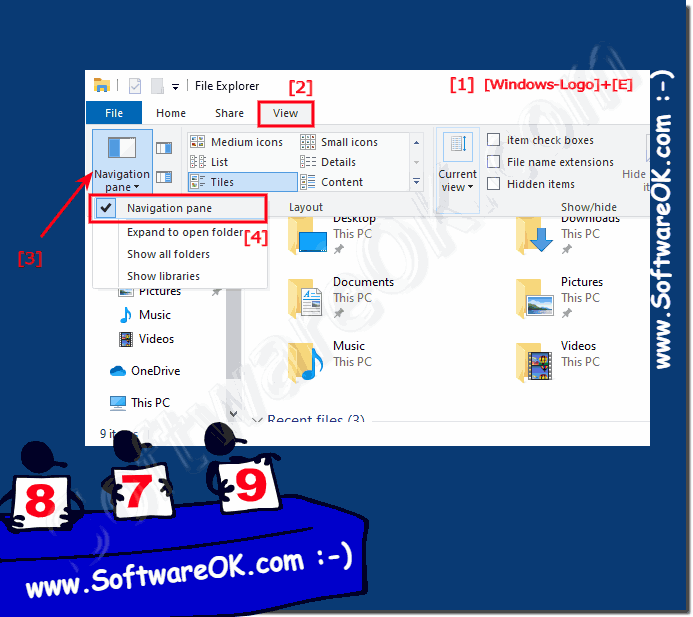 Navigation Area plus Folder Tree in MS Explorer on Windows-10!