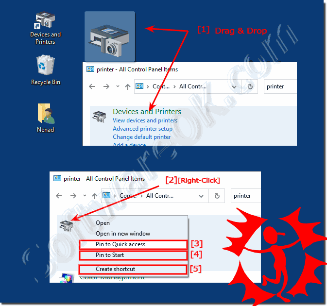 Printer and Devices Desktop Shortcut for a easy access!