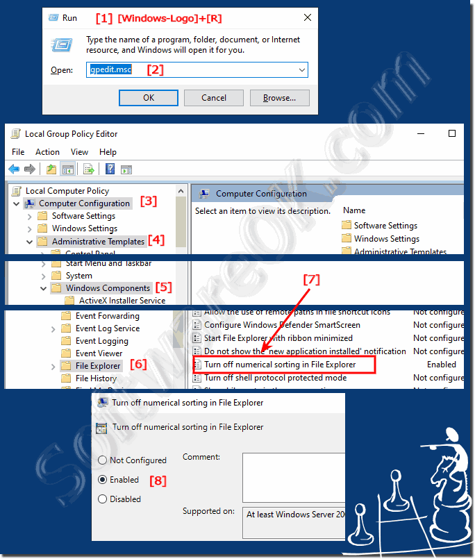 The numerical file sorting under Windows 10 via group guidelines!