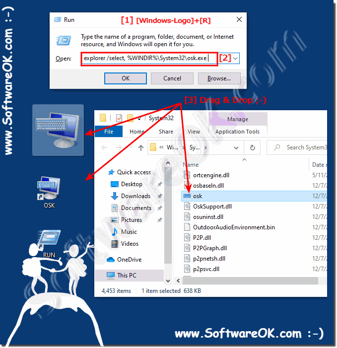 Windows-10 -  Virtual on screen keyboard Desktop shortcut!