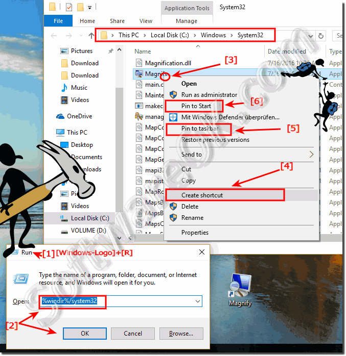 Windows-10 Desktop-Shortcut for Magnifier!