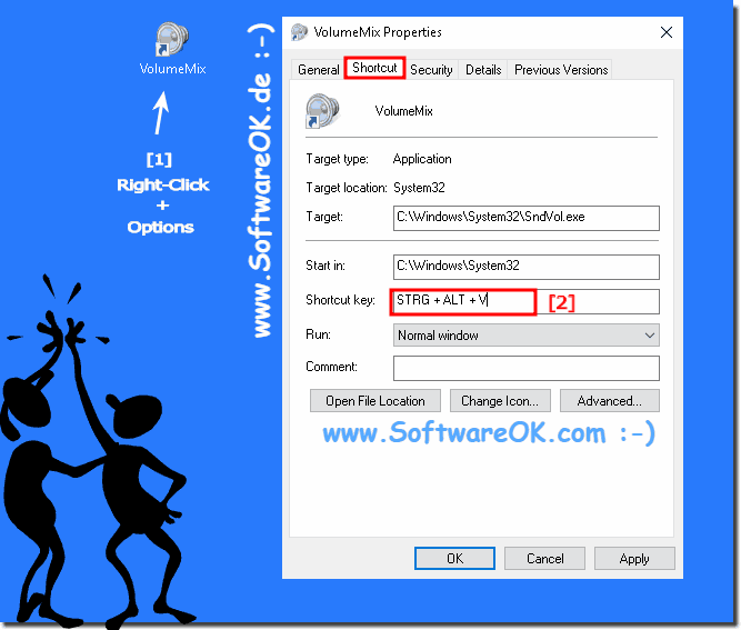 Windows-10 Volume Mixer Desktop Shortcut-Key!