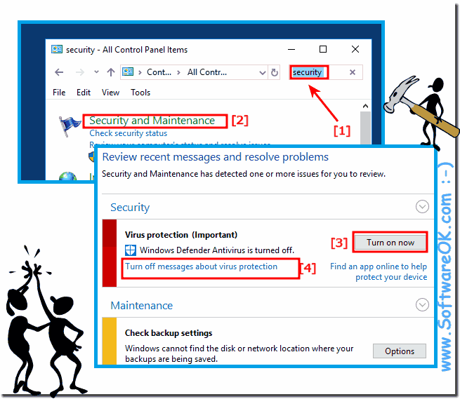 Windows 10 Turn-of virus protection notification!