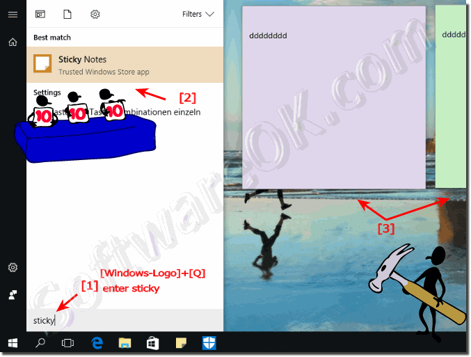 sticky notes on the Windows-10 desktop!