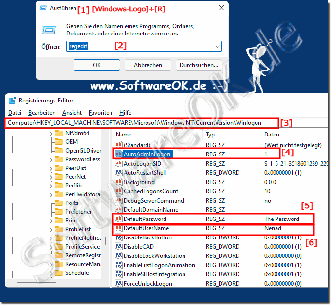 Register automatically under Windows 11 or 10 / autologin!