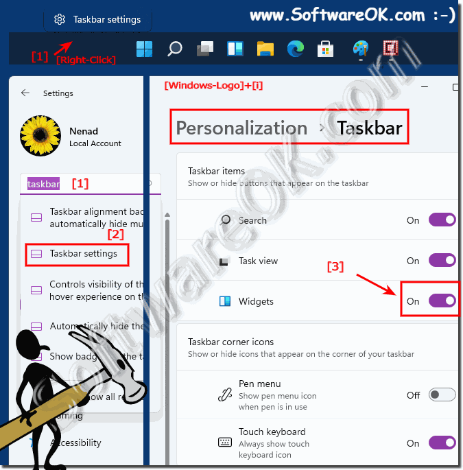 Deactivate / activate widgets on Windows 11!