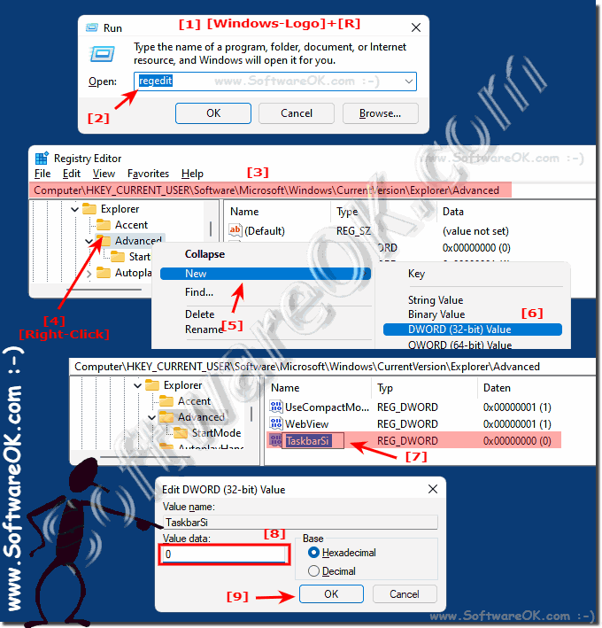 Enlarge or reduce the taskbar under Windows 11!