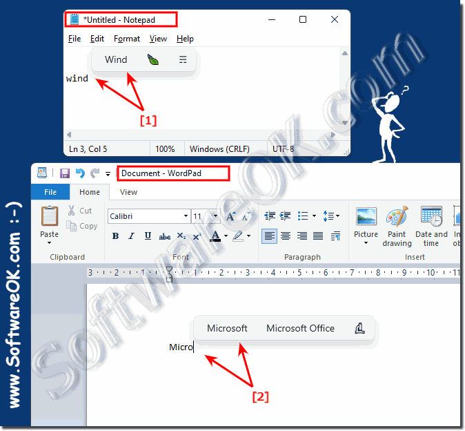 How the word suggestions work when entering text under Windows 11!