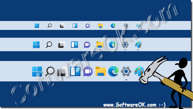 The taskbar small, medium and large under Windows 11!