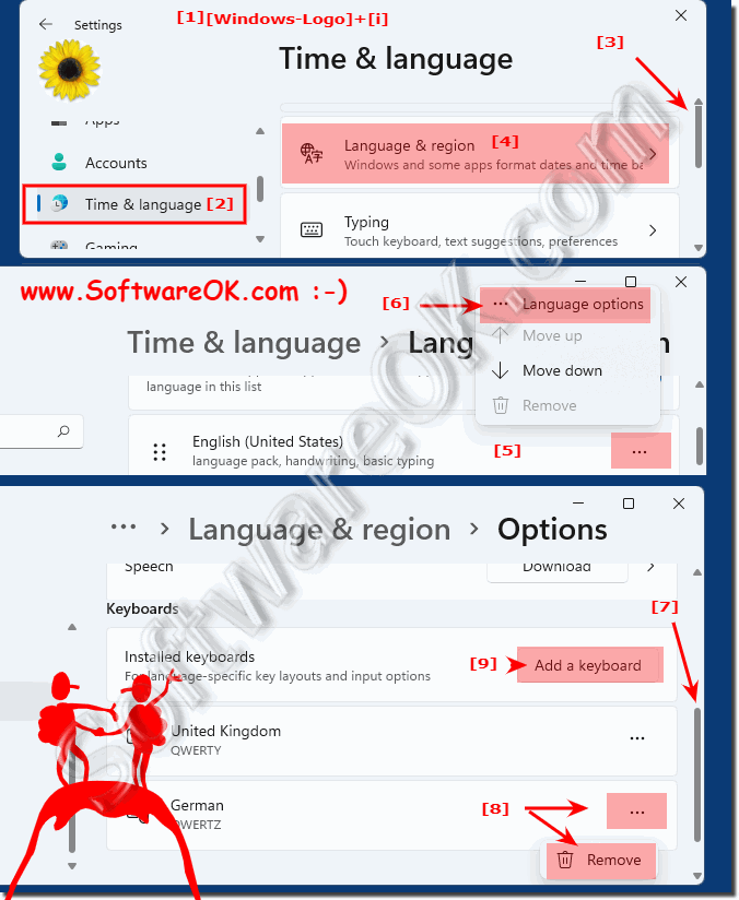 Windows 11 add or remove keyboard layout!