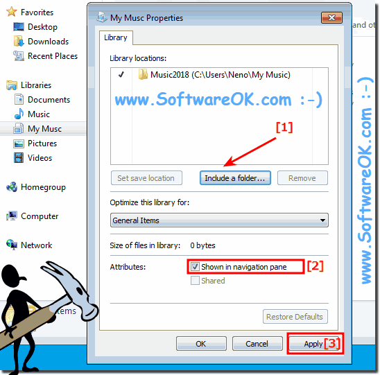 Add folder to the libraries on Windows 7!