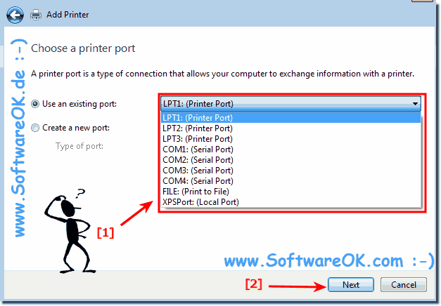 Select Printer connection!