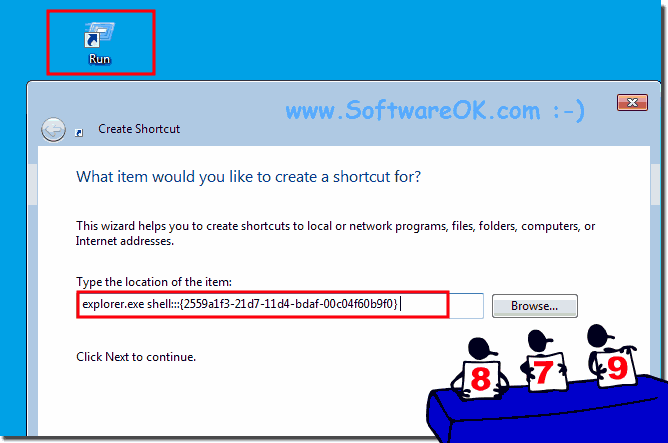 Windows-7 Run-Dialog on Desktop!