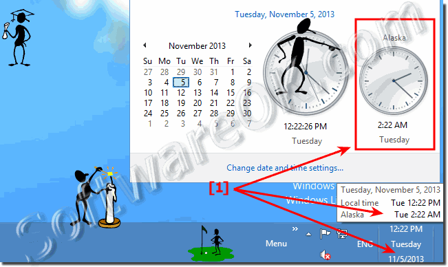 Additional Clocks in Windows 8.1 / 8 taskbar!