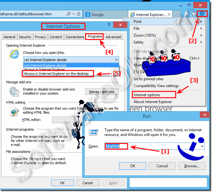 Always run and start the Internet Explorer in Windows 8.1 desktop mode!