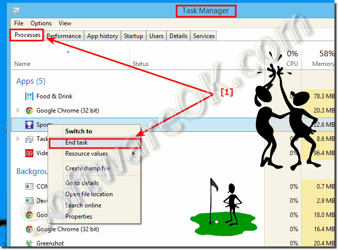 Close the Metro-Apps in Windows-8.1 via Task-Manager!