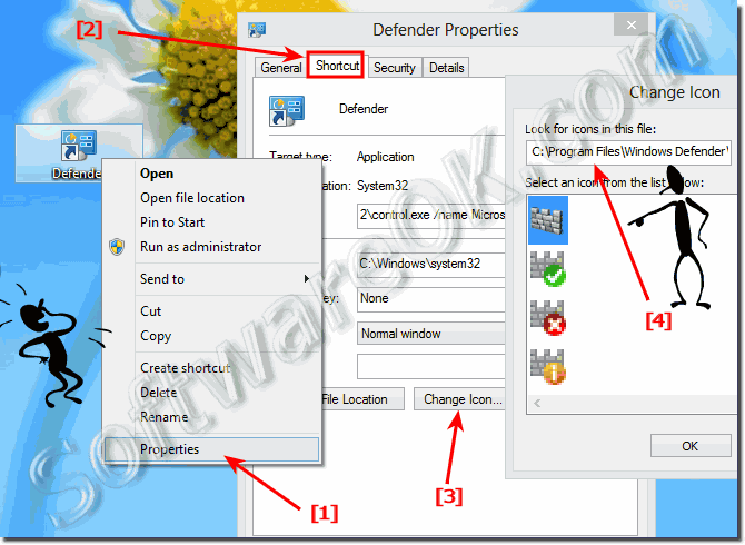 Create Desktop shortcut for Windows-8 Defender and pin to start menu!