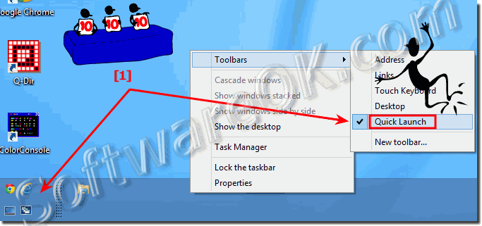 Enable Quick Launch in Windows 8 desktop taskbar!