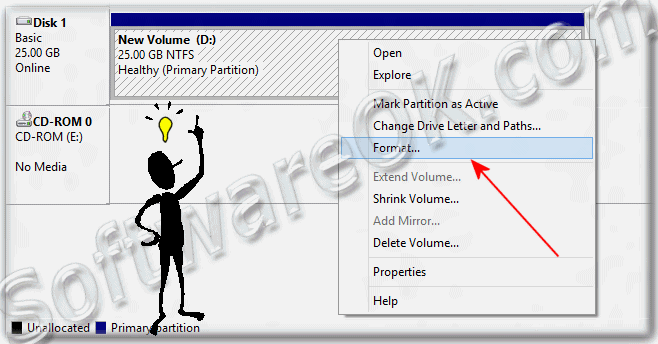 Format new partition or Shrink Volume in Windows-8