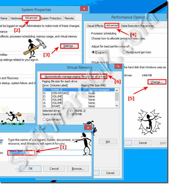 Open the Settings of the paging file pagefile.sys in Windows 8.1 and 8!