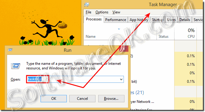 Open the Task Manager via Windows RUN-Dialog!