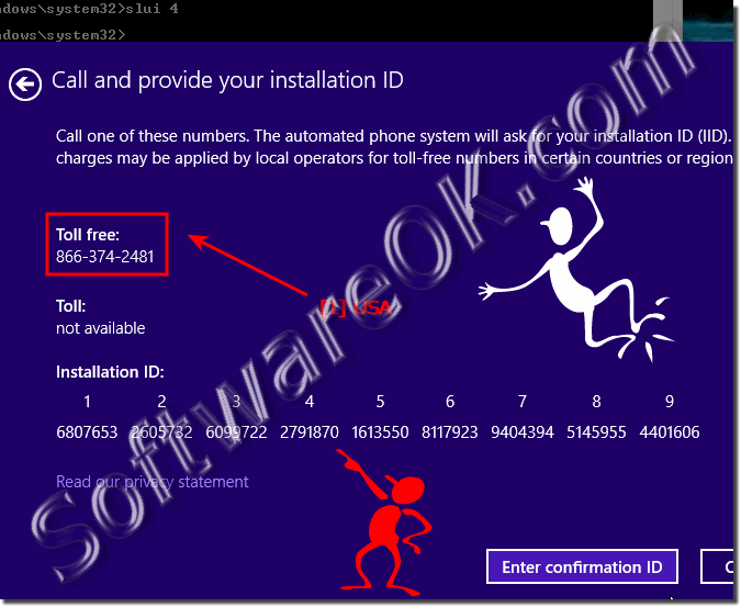 Phone numbers to activate Windows-8 or 8.1 via telephone system!