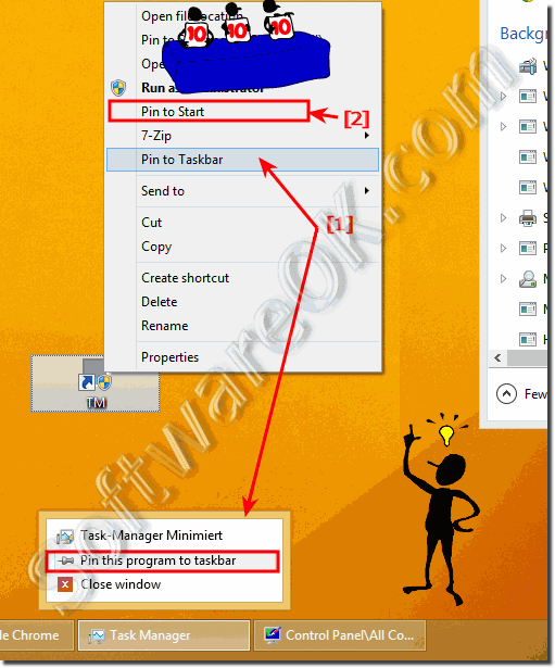 Pin Task Manager Windows 8.1 Task-Bar and Start!