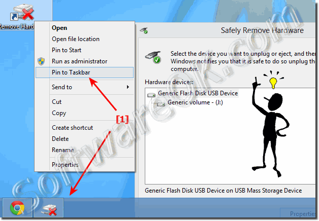 Pin the command Remove Hardware to the Windows-8 Taskbar