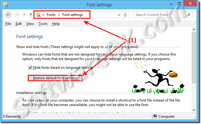 Restore default font setting in Windows 8.1 and 7!