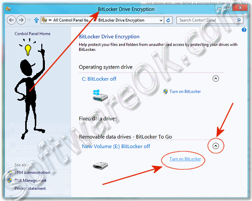 Start (open) Bitlocker Drive Encryption in Windows-8